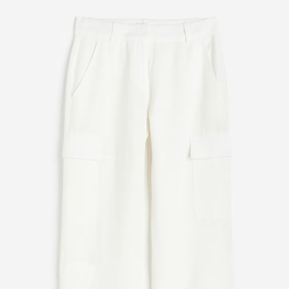 Linen-blend cargo trousers